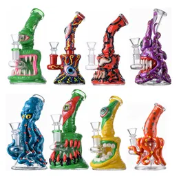 Toptanlar Farklı Cadılar Bayramı Styles Hookahs Uniqe Cam Beher Bongs Duş Başlık Percolator Göz El İşaret Suyu Borular 14mm Eklem ile Kase Yağı Dab Teçhizatları