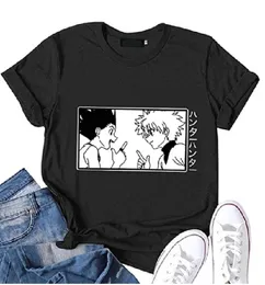 남자 여자 티셔츠 탑 kawaii x hunter tshirt killua zoldyck 승무원 목 피팅 소프트 애니메이션 만화 티 셔츠 옷 #265