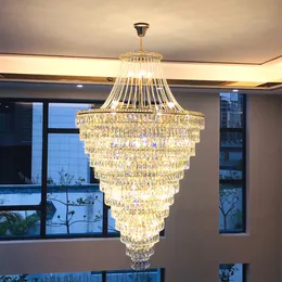 Multi Schichten Große Kristall Kronleuchter Moderne Villa Lampe AC110V 220V Luxus Treppe Leuchten wohnkultur leuchte