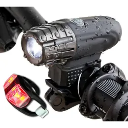 LED防水自転車ライトキットUSB充電式フロントバイクライトテールライト300LMマウンテンバイクサイクルTaillingHTセット11 Z2