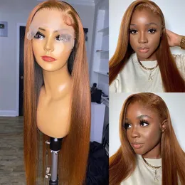 カラー＃4Laceフロントウィッグブラウン360Lace Frontal Human Hair Wigss for Women Brazilian Remy Lace Closure Wigs Bleached Nots 180％Glueless Full Lacewigsヘアライン