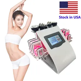 Stock in USA 40K Ultrasonic Cavitation Slimming Machine 8 Pads 6in1 Liposuction LLLT LipoLaser RF fat loss Vacuum wrinkle removal Salon Spa Beauty Equipment