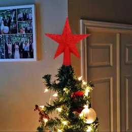 1p Julgran Top Decoration Sparkle Stars Christmas-Tree Head Orngments Julfasad Inredning för hem Newyear 2020 Natal Y0730