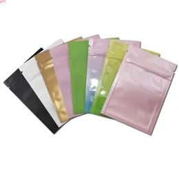 500pcs Glossy/Matte Colorful Aluminium Zip Lock Foil Packing Bags Small Resealable Zipper Ziplock Metallic Food Storage Pack Baghigh quatity