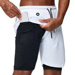 2021 Men Running Shorts Gym Compression Phone Pocket Wear Under Base Layer Short Pants Athletic Solid Tights 03