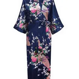 RB015 Satynowe szaty na Brides Wedding Robe Sleepwear Silk Pijama Casual Bathrobe Animal Rayon Długie Koszula Nightgown Kobiety Kimono XXXL