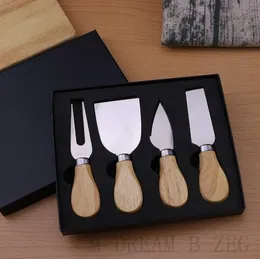 4Pcs/set Cheese Knife Sets Stainless Steel Butter Knife With Wood Handle Cheese Knives Kitchen Tool