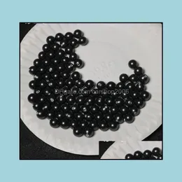 Pearl Loose Beads Jewelry 8-14mm Perfect Circle Single Artificial Shell Black Half Hole Drop Delivery 2021 6Exk7