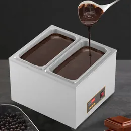 10 V 220 V Paslanmaz Çelik Çikolata Isıtıcı Melter Ticari Çikolata Erime Makinesi Çift Pot Peynir Temperleme Makinesi