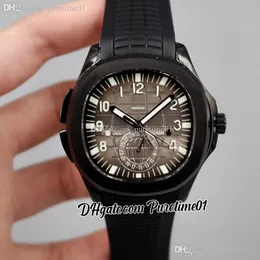 2022 5164 GMT走行時間自動メンズウォッチPVDスチールケースブラックグレーテクスチャダイヤルスティック番号マーカーラバーストラップ5スタイル腕時計Puretime01 E19D4