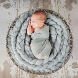 12 färger nyfödd ull fläta wrap stretchy wrap baby scarf nyfödda foto rekvisita filt fotografering rekvisita mjuk baby filt 210317