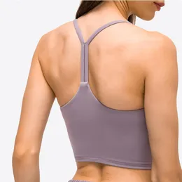 L-051 I-shape Beauty Back Women's Camis Tank Tops Padded Yoga Sports Bra Shockproof Casual Running Vest Workout Exercise Gym Clothes Women Underwears