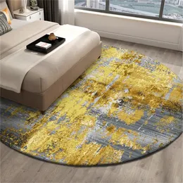 star Nordic Luxury Round Bedside Carpet Rugs Gold Gray Area Rugs For Home Living Room European Carpet Chair Mat 210301