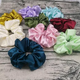 Scrunchies Headbands Solid Satin Hairbands Silky Scrunchie Hair Bands Girls Ponytail Holder Summer Hair Accessories Big Size High Quality