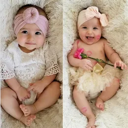 Ny super mjuk nylon knut huvudband för baby flickor spädbarn turban headwraps hår tillbehör fotoprop flicka hår tillbehör grossist 107 y2