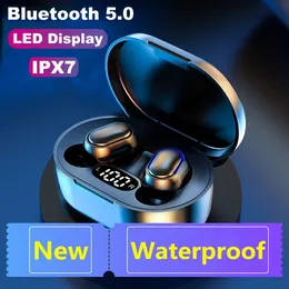 E7S TWS 5.0 EARFONI Bluetooth Cuffie wireless wireless IPX7 Afferido impermeabile Aurboni da gioco sportivo Aurboni PK A6S E6S