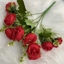Dekoratif Çiçek Çelenkleri Yapay Şakayık Gül İpek Çingene Karışık Buket Düğün Salonu Ev Bahçe Ofisi Masaüstü Çiçek Düzenlemesi