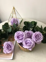 Decorative Flowers & Wreaths 10pcs Lavender Artificial Rose Velvet Head Fake For Home Garden Wedding Birthday Party Decor