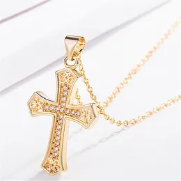 Jesus Diamond Cross -halsband tror guldhalsband kedjor kvinnor män mode smycken vilja och sandiga