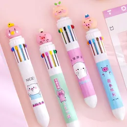 Ballpoint Pens Multifunctional Cartoon Pig Press Pen Graffiti Stationery Painting Retractable Children's