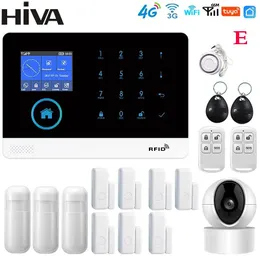 HIVA 4Gホーム3G GSM WifiアラームシステムTuya Smart Lifeアプリコントロールドアと窓センサーAlexa