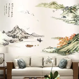 Large Finished 190*140cm Living Room Landscape Painting on the Wall Bedroom Study Decoration Chinese Style Wall Stickers 210929