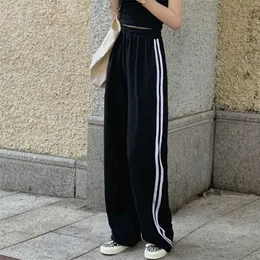 Mingliusili Czarne spodnie damskie Jesień Koreański Styl Moda Print Joggers Kobiety Casual All-Match High Waist Spodnie 211105