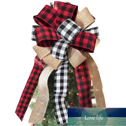 Christmas Tree Topper Bows Rustic Buffalo Plaid Topper for Christmas Tree Hanging Decoration Holiday Home Party Wedding Decor Factory price expert design Quality