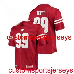 Genähtes NCAA-Männer-Frauen-Jugend-Wisconsin-Badges-Trikot Nr. 99 JJ Watt, roter Fußball, individuell, mit beliebiger Namensnummer, XS-5XL, 6XL
