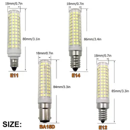 10Pcs Dimmable LED Bulb 15W E14 E12 E11 BA15D LEDs Corn Crystal Chandelier Light Source Ceramic Lamp 136leds 110V 220V D2.0