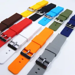 Silikon-Gummi-Armband, 12–24 mm, für Damen und Herren, Uhrenarmband, wasserdicht, Sportuhrengürtel, polierte Schnalle