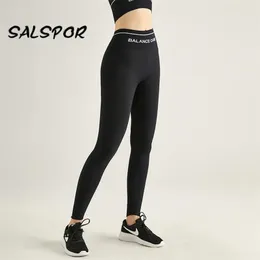 SALSPOR Letter Printed Running Leggings Women Fitness High Waist Sport Legging Workout Leggins Gym Tights Pants Sexy Quick Dry 211202