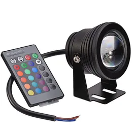 2021 Aluminium justerbar RGB LED Underwater Light 10W 12V Aquarium Fountain Pool Light IP68 Vattentät med fjärrkontroller