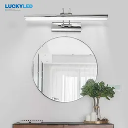 LUCKYLED Modern Wall Lamp Bathroom Lighting 12W 90-260V Wall Mounted Waterproof Led Mirror Light Stainless Steel Wall Sconces 210724