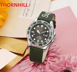 Женские мужские автоматические знаменитые часы 40 мм розовые красные зеленые кожаные наручные часы фабрики Montre de luxe