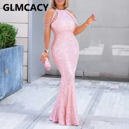 Kobiety Eleganckie Off Ramię Cekiny Sukienka Formalna Party Wieczorowa Mermaid Maxi Dress 210702