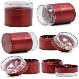 Transparent cover herb grinder 5 layers aluminum alloy tobacco grinders single color smoke accessories cutter crusher for tobacco