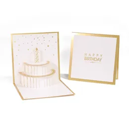 3Dお誕生日おめでとうケーキ紙のグリーティングカード手作り子供のためのありがとうカード子供のための恋人のお祝いパーティーの供給