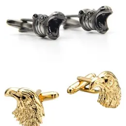 10Pairs / Lot GunBlack Hippo Rhinoceros Manschettknappar River Horse Gold Eagle Head Cuff Links Manschettknapp Mäns Smycken Hela