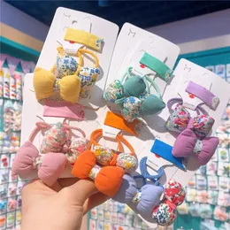 Neue Koreanische Süße Mädchen Baby Stoff BB Clip Kopfschmuck kinder Blumen Füllung Bogen Gummiband Haar Seil Kinder Haar zubehör