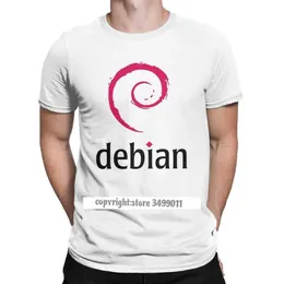 Debian Linux TShirtsメンズビンテージプレミアムコットンティークルーネックフィットネスTシャツParty Streetwear 210629