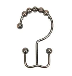 Hot Garden Home Double Shower Craphin Hooks Rings Nickel Satin Premium Rust Resistant rostfritt stål Metallkrok Roller Balls Glide