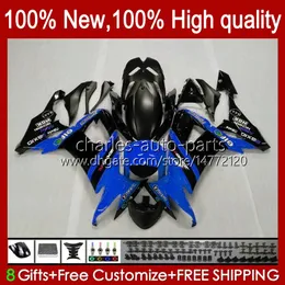 Motorcykelkroppar för Kawasaki Ninja ZX1000C ZX-10R ZX 10R 10 R 1000 Blue Black Hot CC 08-10 Bodywork 56No.32 ZX10 1000cc ZX10R 08 09 10 ZX1000 2008 2009 2010 Fairing Kit