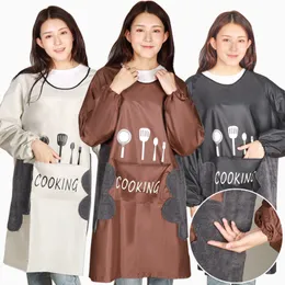 Long Sleeve Hand-wiping Waterproof Aprons Oilproof Kitchen Adult Aprons Working Clothes in Resturant and Baking Shop