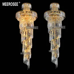 Modern Crystal Chandelier Lighting Fixture Lustre Crystal Long Spiral Gold or Silver Pendant Hanging Lamp for Restaurant Hotel Lobby MD8500