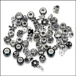 السحر نتائج نتائج المجوهرات 50pcs/Lot Crystal Big Hole Beads Slougher Craft European Rhinestone Charm for Bracelet Necklac