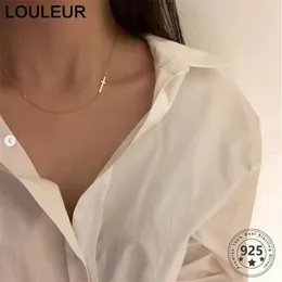 Louleur Handgjorda Choker Silver 925 Halsband för kvinnor Högkvalitativ Minimalistisk Guld Kors Halsband För Party Kvinna Fine Smycken Q0531