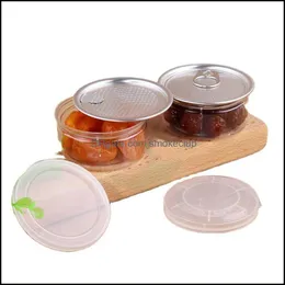 Abendessen-Service-Verpackung, Büro, Schule, Unternehmen, Industrie, 100 ml, durchsichtiges Plastikglas, Haustierverpackung mit Metalldeckel, luftdichte Blechdose, Pl-Ring-Bho