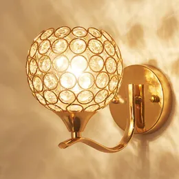 Lampa Ściana Europejska LED Kryształ Złoty Salon Kinkiet Lekka Sypialnia Lampy Czytanie Korytarz Schody Luksusowy Wystrój Domu