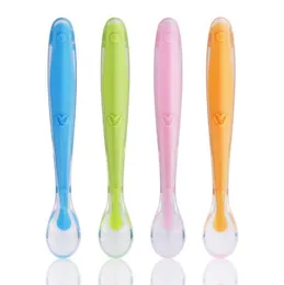 Baby Feed Spoons Soft Head High-Qualitybaby Training Spoon Safe Household Silicone Spoon Baby Training Feeder Feeding ZYY711